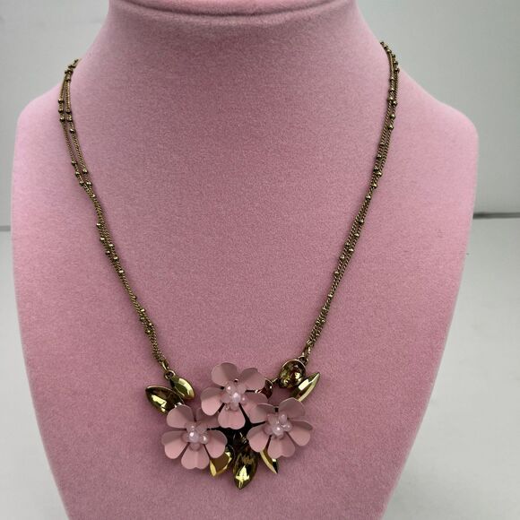 Necklace Simply Vera Wang Pink floral Rhinestones necklace #589 - Picture 1 of 10